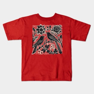 Lino Cut Birds Kids T-Shirt